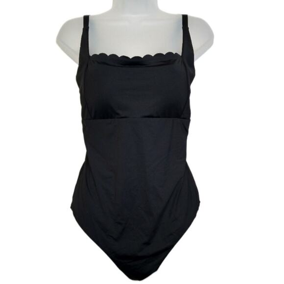 Sea Level Scallop Square Neck One Piece Swimsuit Black Size 12 Bralette Style - Picture 1 of 8